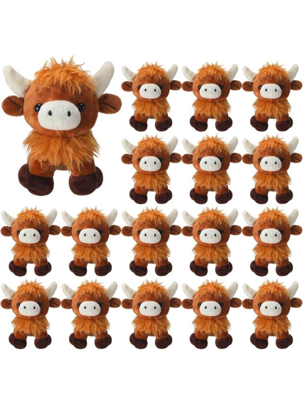20 Mini Highland Cow Plush Stuffed Animals - Cute Soft Toys for Kids